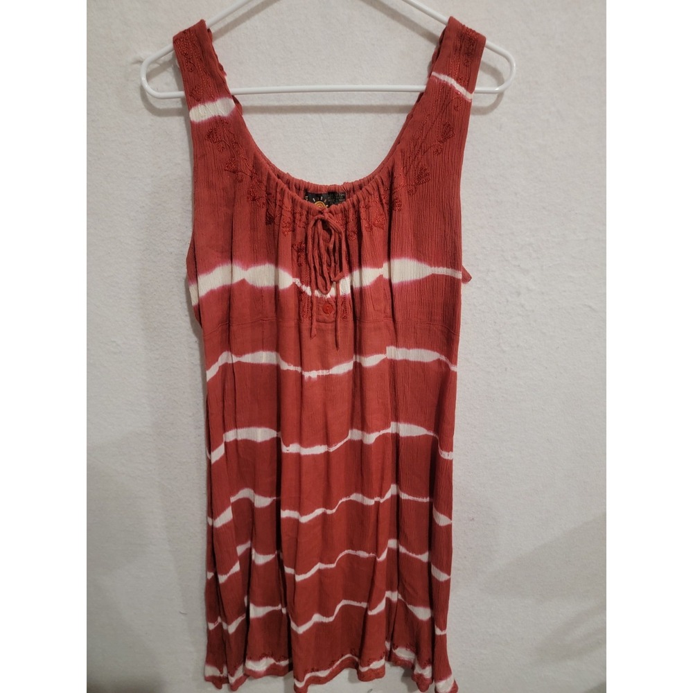 Raya Sun 2X Plus Size Boho Sundress Embroidered Tie Dye Resortwear Beachy